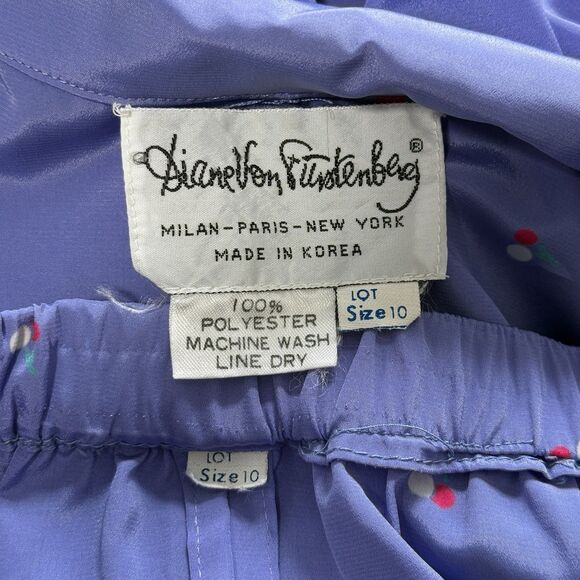 Vtg 70s Diane Von Furstenberg Matching Skirt Set 10 Purple Cherries DVF Retro - Picture 16 of 16
